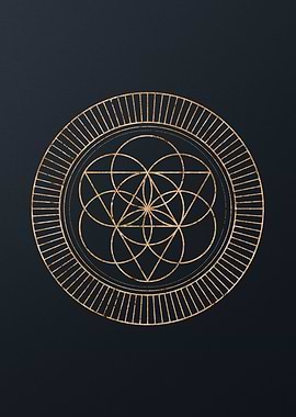 Gold Geometric Glyph Sign