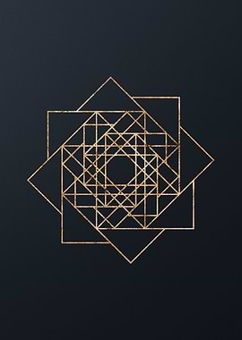 Gold Geometric Glyph Sign