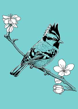 Crested Sparrow on a branc