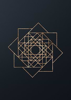 Gold Geometric Glyph Sign