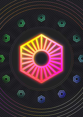 Neon Geometric Glyph Sign