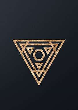 Gold Geometric Glyph Sign