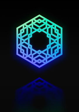 Neon Geometric Glyph Sign