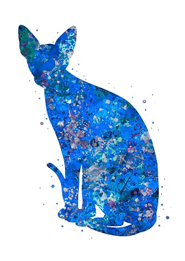 Cat Sphynx blue art
