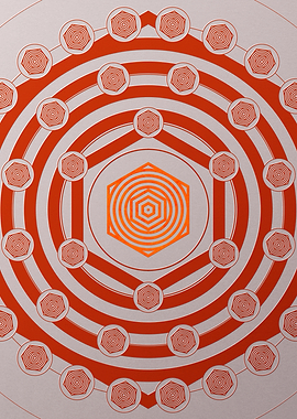 Red Glyph Mandala Rune Art