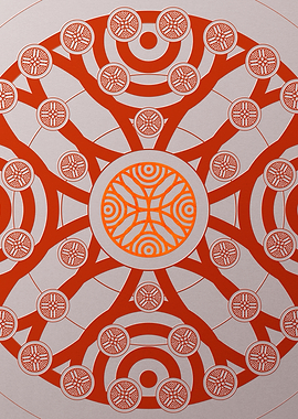 Red Glyph Mandala Rune Art