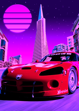 retro city and car