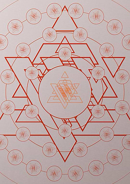 Red Geometric Glyph Poster