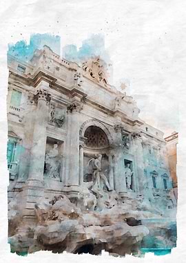 Trevi Fountain Watercolor