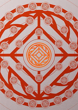 Red Glyph Mandala Rune Art