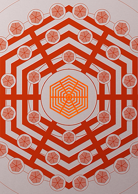 Red Geometric Glyph Poster