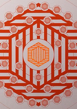 Red Geometric Glyph Poster