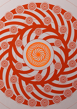 Red Glyph Mandala Rune Art