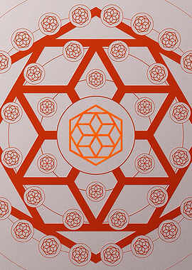 Red Glyph Mandala Rune Art