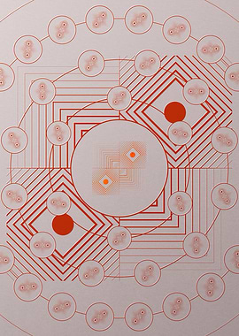 Red Geometric Glyph Poster