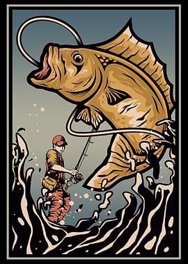 Retro Fishing Fisherman