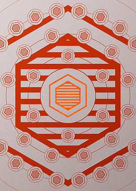 Red Glyph Mandala Rune Art