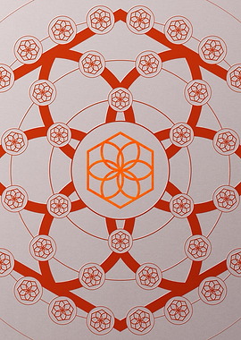 Red Glyph Mandala Rune Art