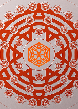 Red Glyph Mandala Rune Art