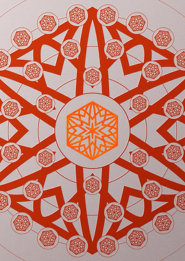 Red Glyph Mandala Rune Art