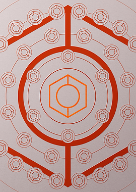 Red Geometric Glyph Poster