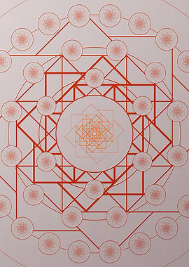Red Geometric Glyph Poster