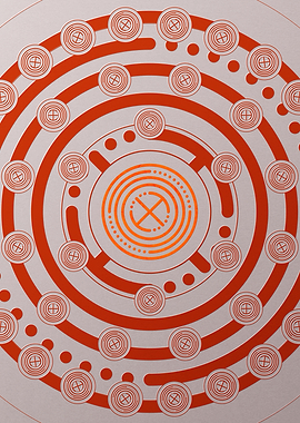 Red Geometric Glyph Poster