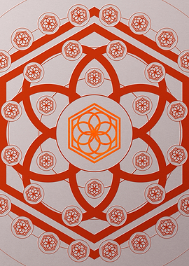 Red Glyph Mandala Rune Art