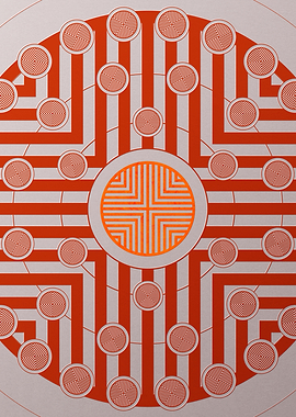 Red Glyph Mandala Rune Art