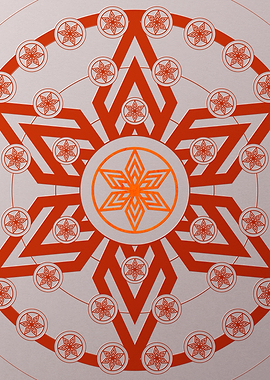 Red Glyph Mandala Rune Art