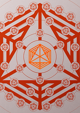 Red Glyph Mandala Rune Art