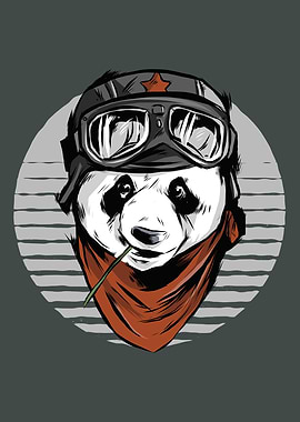 Cool Retro Panda Pilot
