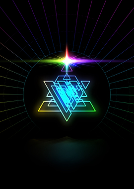 Neon Geometric Glyph Sign