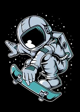 Astronaut Skateboard Jump