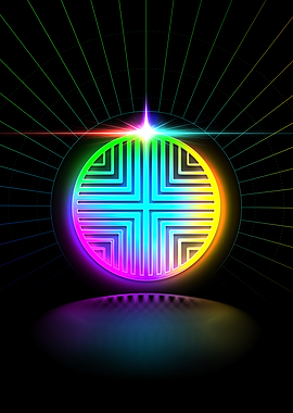 Neon Geometric Glyph Sign