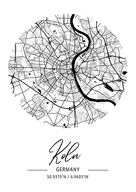 Koeln City Map Germany