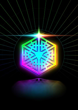 Neon Geometric Glyph Sign