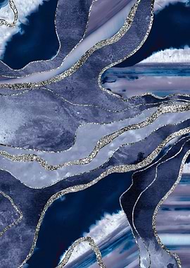 Blue Marble Agate Silver 1