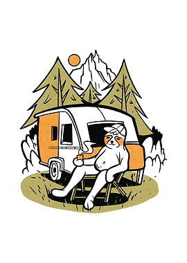 SLOTH CAMPING CARTOON