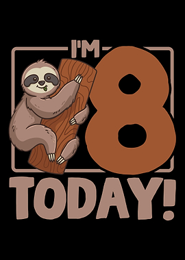 8th Birthday Sloth Eight Y