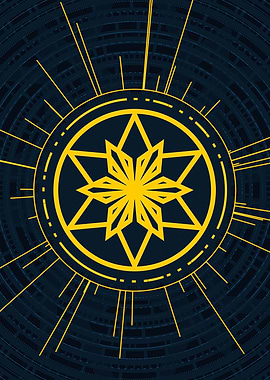 Gold Geometric Glyph Sign