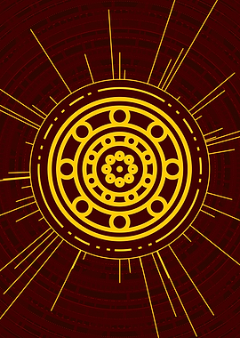 Gold Geometric Glyph Sign