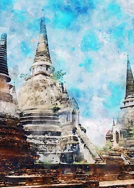 Sukhothai Thani Watercolor