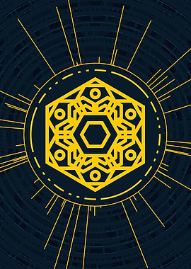 Gold Geometric Glyph Sign