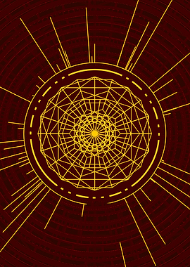 Gold Geometric Glyph Sign