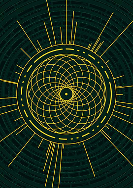 Gold Geometric Glyph Sign