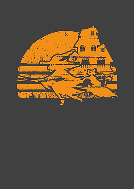 Witch and cat on the