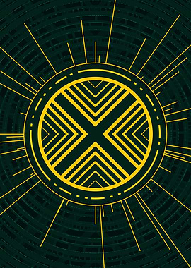 Gold Geometric Glyph Sign