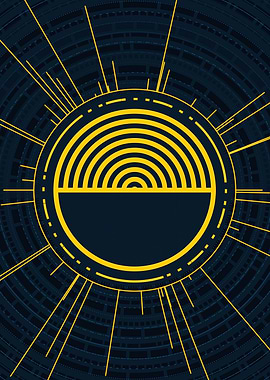 Gold Geometric Glyph Sign