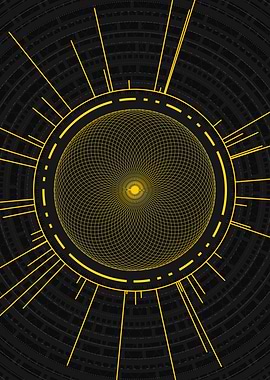 Gold Geometric Glyph Sign